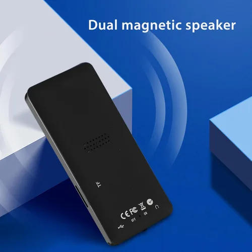 Vista 5 de Reproductor de MP3 reproductor de música grabadora de voz con altavoz, pequeño sonido portátil HiFi sin pérdidas, pantalla HD de 1.8 pulgadas