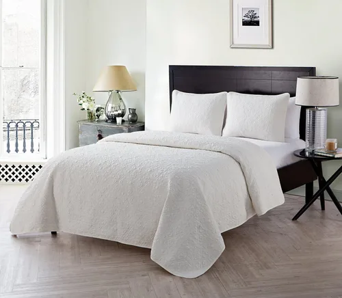 Vista 7 de VCNY Home Edredón para cama individual – Edredón individual alternativo de 2 piezas, colcha floral con funda (Caroline, ropa de cama gris)
