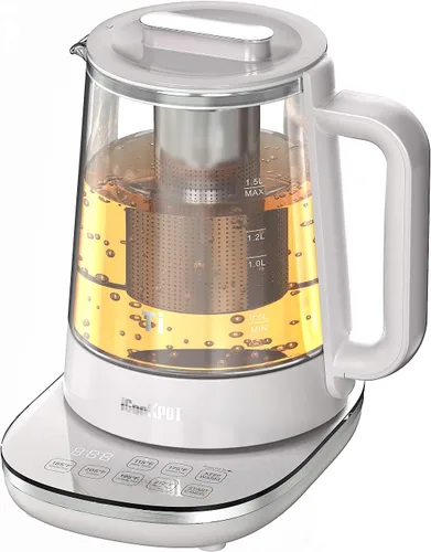 Vista 8 de Hervidor eléctrico de vidrio caliente de titanio de 1500 W con infusor y control de temperatura, hervidor de té de 1.5 L de ebullición rápida