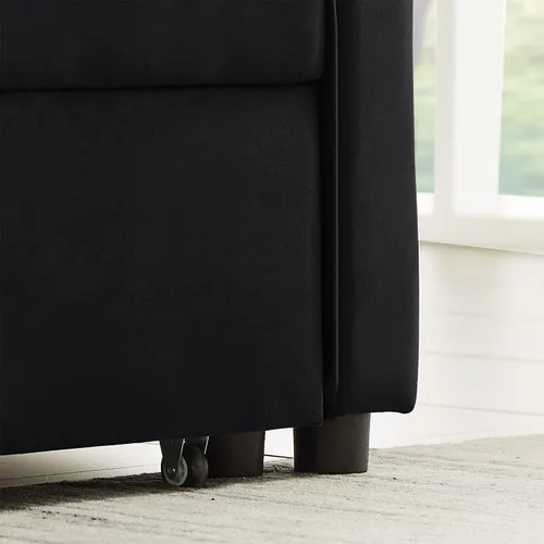 Vista 7 de JEEOHEY Sofá cama extraíble, sofá cama convertible moderno de terciopelo de 55 pulgadas, sofá cama pequeño con 2 almohadas y bolsillos laterales