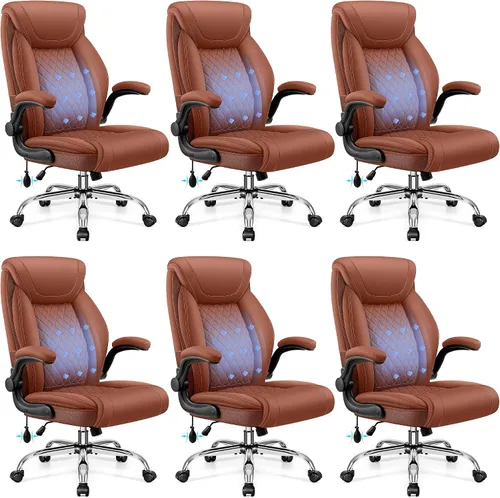 Vista 13 de BestGlory Silla de oficina ejecutiva con soporte lumbar, silla de escritorio ergonómica grande y alta, silla de cuero cómoda con respaldo alto
