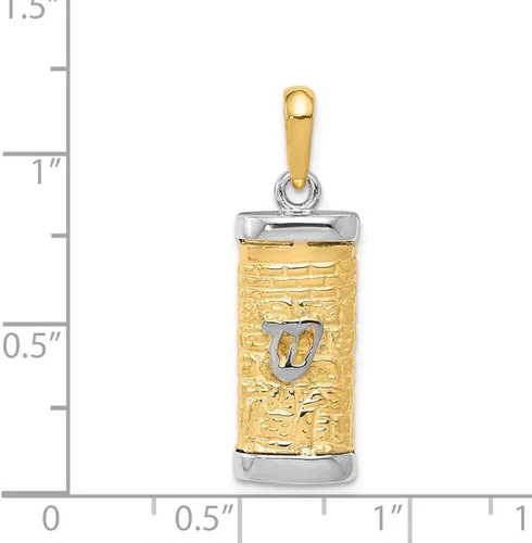 Vista 4 de Sonia Jewels Colgante Mezuzah de oro amarillo y blanco de 14 quilates en dos tonos - 1.181 in x 0.394 in, Metal