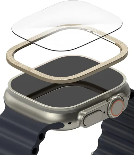 Vista 10 de Ringke Protector de pantalla compatible con Apple Watch Ultra 2 y diseñado para Apple Watch Ultra, protector de vidrio templado con marco de acero