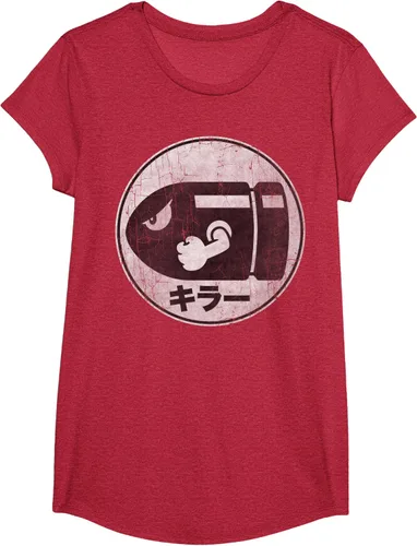 Vista 51 de Super Mario Camiseta con logotipo de Bullet Bill Distressed en Kanji