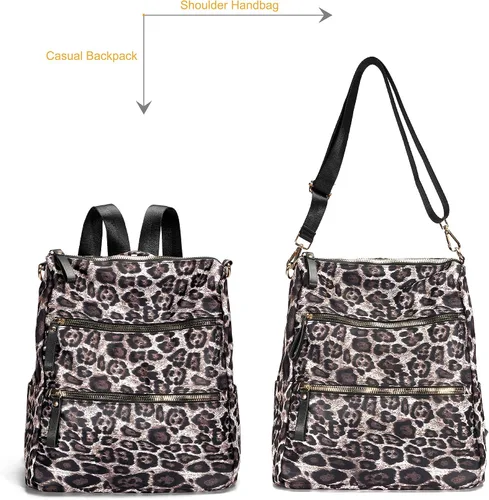 Vista 2 de AO ALI VICTORY Mochila de nailon para mujer, bolso de mano y bolso de hombro, bolsas escolares antirrobo, bolsos de viaje casuales