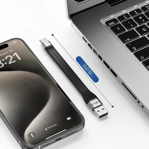 Vista 7 de Rixmie Cable corto USB-A a USB-C de 5.5 pulgadas, cable Android Auto para automóvil, carga rápida y sincronización de datos, ideal para automóvil