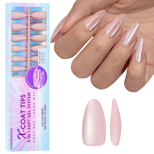 Vista 18 de BTArtboxnails XCOATTIPS - Punta francesa blanca a presión, cuadrado L, purpurina rosa Lamp-Curable 4-Week Wear, Salon Quality Value at Home