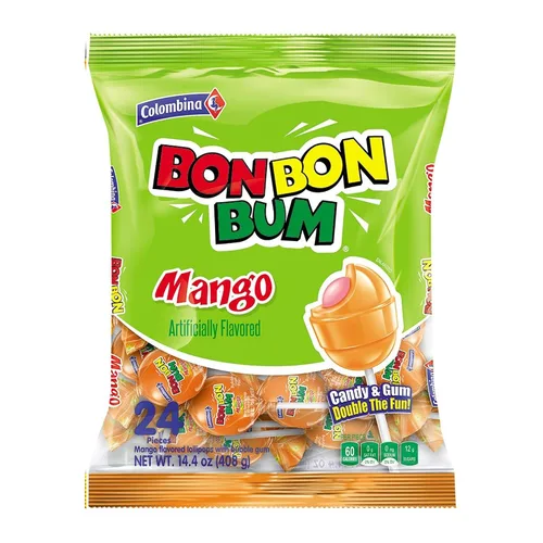 Vista 21 de Colombina Bon Bon Bum - Paletas de fresa, caramelos duros de frutas, paletas de fresa dulces envueltas individualmente, 24