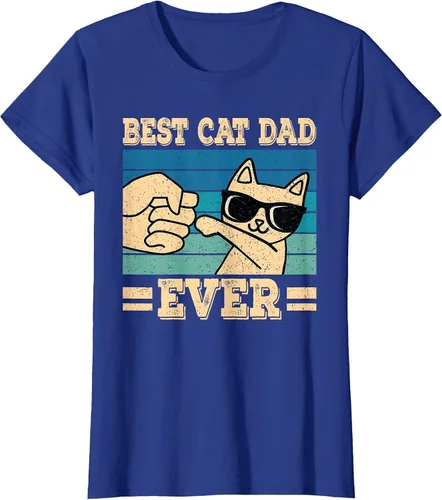 Vista 37 de Best Cat Dad Ever Vintage Funny Cat Lover Retro Men T-Shirt Asphalt Grey