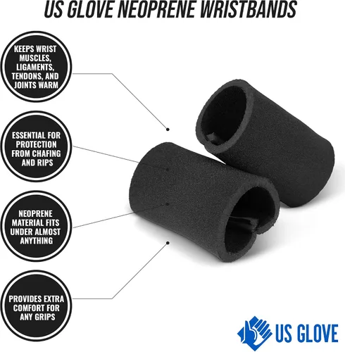 Vista 2 de US Glove Pulseras de neopreno – Bandas de sudor para deportes y gimnasia, soporte de muñeca negro, pulseras atléticas para hombres y mujeres – 2