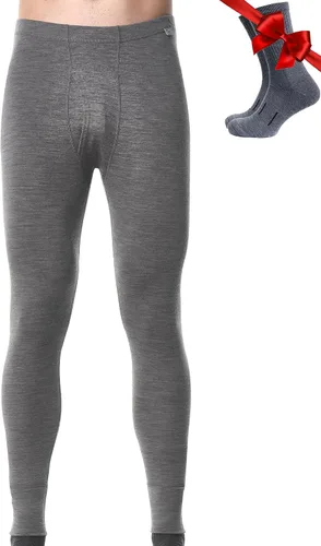 Vista 14 de Pantalón de primera capa de lana merina para hombre, 100% lana merina, peso pesado, medio, ligero, ropa interior térmica Long Johns y calcetines .