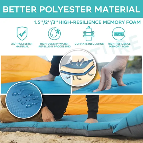 Vista 2 de Clostnature Colchoneta de dormir autoinflable para camping, almohadilla de campamento de 1.5/2/3 pulgadas, almohadilla de colchón inflable ligera