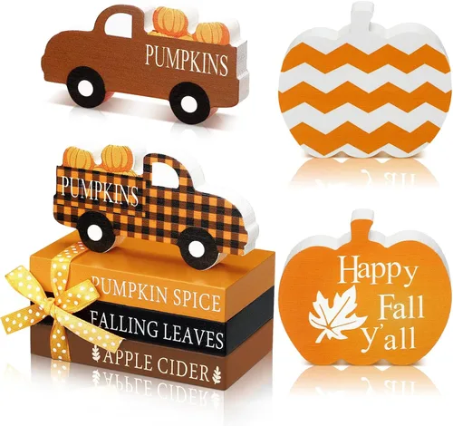 Vista 8 de Blulu 5 piezas de decoración de bandeja escalonada de Pascua para decoración de mesa de Pascua, conejo de madera de granja, huevo de huevo, camión