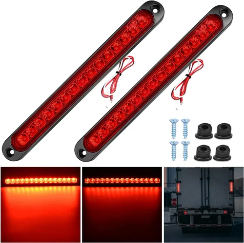 Vista 13 de Nilight Luz de remolque de 16 pulgadas, 12 LED rojos, luces de freno secuenciales, intermitentes, impermeables, barra de identificación trasera