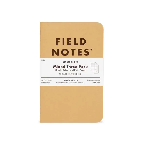 Vista 3 de Field Notes: Paquete Original de Kraft de 3 - Papel Mixto (1 Gráfico/Cuadrícula, 1 Rayado/Lineado, 1 Liso/Blanco) Cuadernos de Notas - Cuadernos