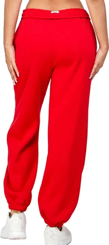 Vista 4 de IUUI Pantalones deportivos de vellón holgados para mujer estilo casual de cintura alta plegables cálidos con bolsillos