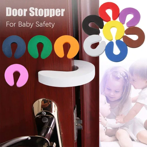 Vista 2 de Protector de pellizco para dedos, 2 piezas. Puertas a prueba de niños hechas con tapón de puerta de espuma suave y duradera. Evita lesiones por Negro