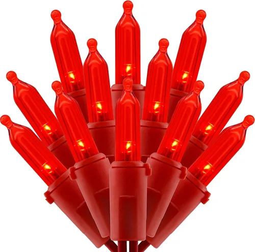 Vista 6 de Luces LED de Navidad de color blanco cálido con cable blanco, paquete de 2 juegos de 33 pies, 100 unidades de luces navideñas de grado comercial