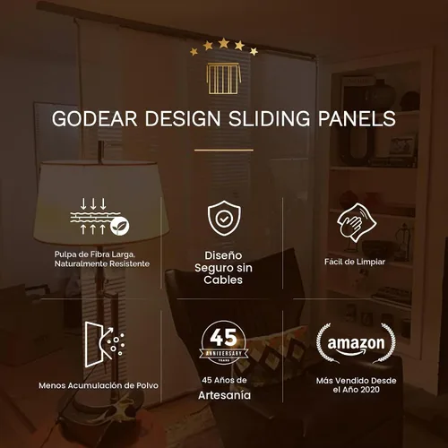 Vista 6 de GoDear Design Persianas verticales ajustables para puerta corredera de vidrio de 45.8 a 86 pulgadas de ancho x 96 pulgadas de alto, persianas