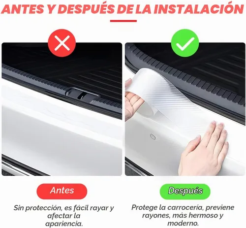 Vista 3 de Protectores de borde de puerta de automóvil, protector de umbral de puerta de automóvil transparente invisible de fibra de carbono, película Blanco