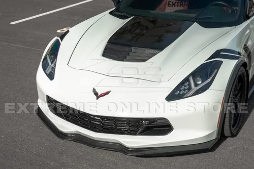 Vista 5 de Repuesto para Chevrolet Corvette C7 2014 Z06 Z07 Stage 2 Style Front Bumper Lower Lip Splitter (plástico ABS - fibra de carbono hidrosumergida)