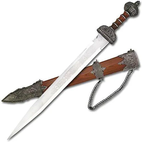 Vista 10 de Armory Replicas Colección de réplicas de espada corta y gladio romano con cuchillas de acero, vainas de cuero y diseños históricos