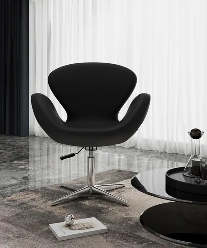 Vista 8 de Manhattan Comfort Raspberry - Silla giratoria ajustable con giro de 360°, base de cromo pulido, diseño retro moderno, asiento versátil ideal