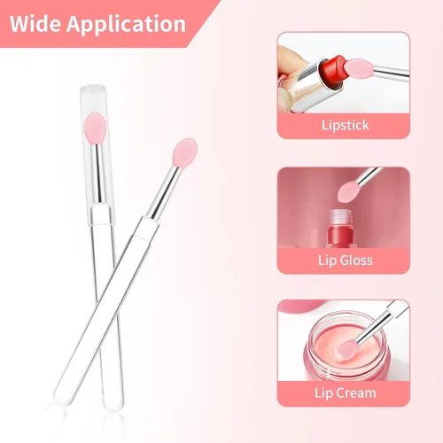 Vista 2 de Aplicadores de máscara de labios reutilizables, juego de 6 brochas de silicona para labios y lápiz labial