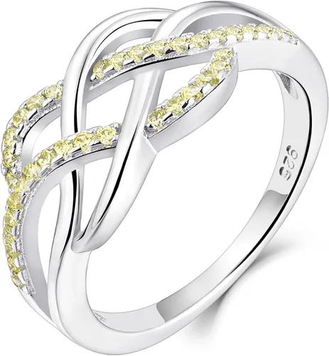 Vista 17 de YL Anillos de nudo celta de plata de ley 925, anillo de nudo torcido, piedra natal, joyería para mujer, talla 5 01-Granate-Enero