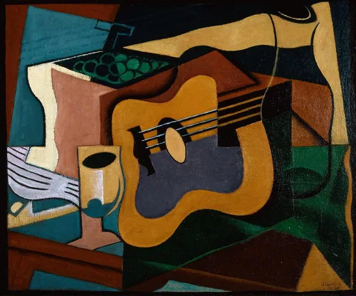 Vista 3 de ArtDirect Juan Gris 23x20 Black Modern Frame and Double Matted Museum Art Print Titled - Still Life with Guitar (1920)
