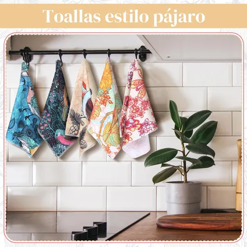 Vista 2 de Paquete de 36 Paños de Limpieza Reutilizables con Diseño de Pájaros Toallas de Cocina de Algodón Lavables para el Hogar (Multicolor)