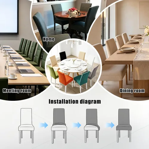 Vista 7 de PETCUTE Fundas elásticas para sillas de comedor, fundas elásticas antideslizantes para sillas de comedor, color gris, paquete de 2