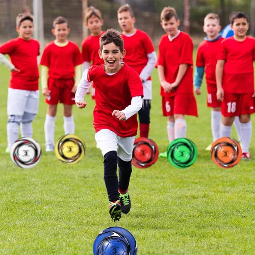 Vista 6 de 12 pelotas de fútbol desinfladas de Navidad con bombas, tamaño oficial 3, 4, 5, pelota de fútbol cosida a máquina para entrenamiento deportivo