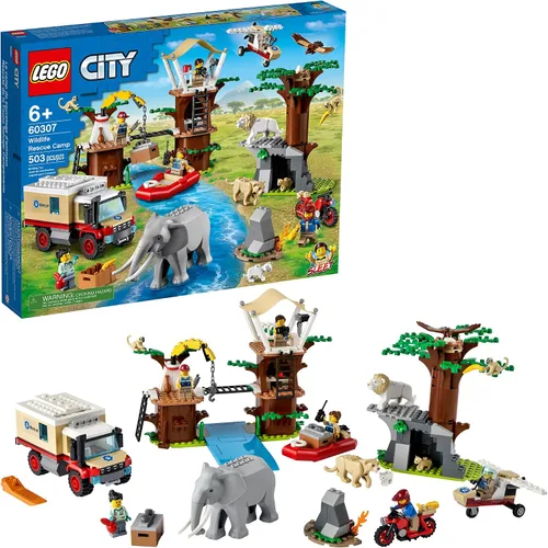 Vista 7 de LEGO City Wildlife Rescue Camp 60307 Kit de construcción; juego de animales; juguete superior para niños de 6 años en adelante; nuevo 2021