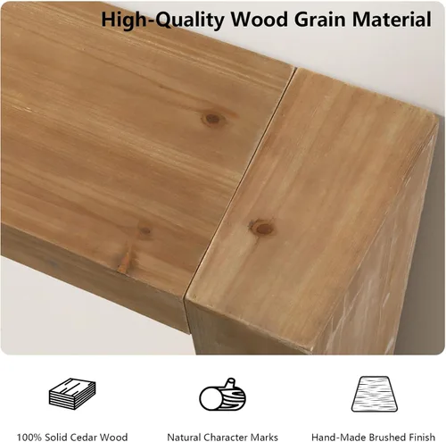 Vista 4 de Mesa consola de madera maciza para entrada, mesa de sofá de granja de 63 pulgadas de largo detrás del sofá, mesas de entrada rectangulares rústicas