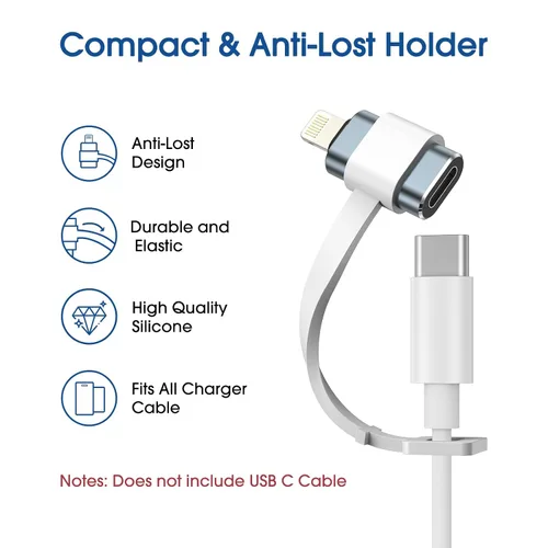 Vista 6 de TechMatte Adaptador USB C a Lightning, [paquete de 2] 27 W PD de carga rápida compatible con iPhone/iPad/iPod/AirPods, compatible con transferencia