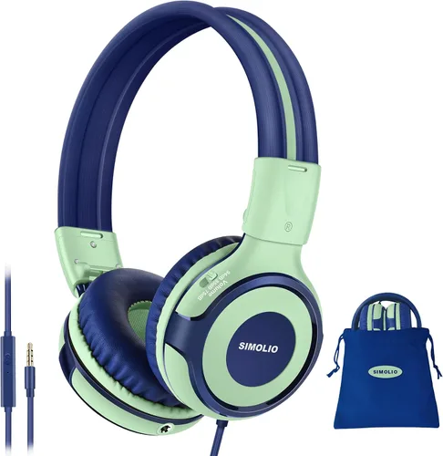 Vista 16 de SIMOLIO Auriculares para niños con 75 dB, 85 dB, 94 dB de volumen limitado y compartido, auriculares para niñas con micrófono, auriculares duraderos