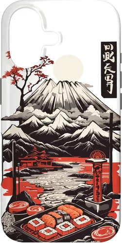 Vista 32 de Aesthetic Sushi Design Vintage Colour Woodcut Ukiyo-E Style Case for iPhone 16