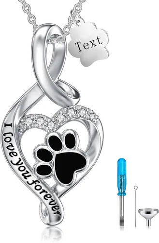 Vista 21 de Collar de urna de plata de ley para cenizas, recuerdo conmemorativo para perros, gatos y mascotas