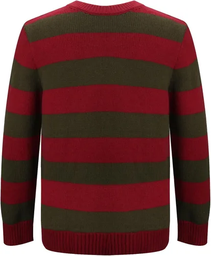 Vista 4 de Suéter Freddy de manga larga a rayas para hombre, diseño de pesadilla en el olmo, disfraz de Halloween