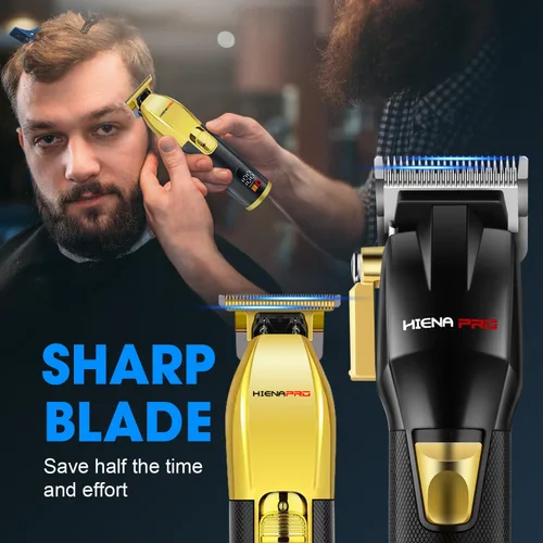 Vista 2 de HIENA PRO Juego de cortapelos profesional para hombres, kit de peluquería inalámbrico para corte de pelo, juego de cortadoras y recortadoras, kit
