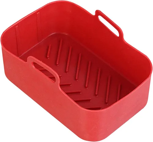 Vista 11 de Olla de silicona para freidora de aire Cesta rectangular reutilizable para freidora de aire, olla para hornear de alta temperatura, sartén