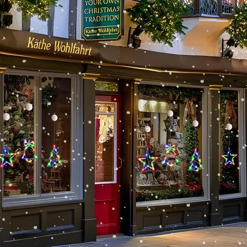 Vista 6 de LYUBASA Paquete de 3 luces de Navidad para ventana con temporizador, alimentadas por baterías, lechón LED multicolor para árbol de Navidad