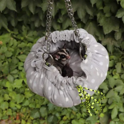 Vista 6 de Oncpcare Hamaca de jaula de animales pequeños, hamaca de flor, jaula de conejillo de indias, cama cálida para loro planeador de azúcar, hurón