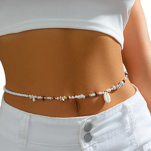 Vista 7 de Boho Shell colgante cintura cadena joyería bikini semillas colorido vientre cuerpo cadena verano playa cuentas cintura cuerpo joyería para mujer