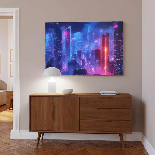 Vista 6 de ZMLIS Dreamy Neon Cyberpunk Poster, Retro Futuristic Wall Art Print, Niche Urban Night City Home Decor Canvas Poster Bedroom Decor Sports Landscape