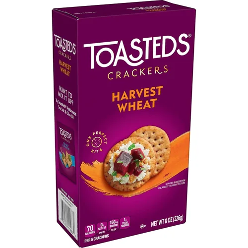 Vista 8 de Kellogg's Toasteds Galletas para fiestas, aperitivos listos para sumergir, trigo cosechado (6 cajas)