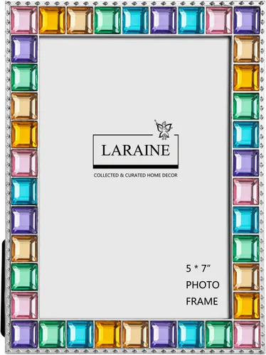 Vista 12 de LARAINE Marco de Fotos 4x6 con Diamantes de Imitación de Metal y Cristal de Alta Definición para Mostrar Fotografías en Mesa, Decorativo para el Azul