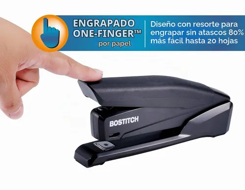 Vista 6 de Bostitch Office Executive - Engrapadora 3 en 1, incluye 210 grapas y removedor de grapas integrado, grapado con un dedo, sin esfuerzo, capacidad