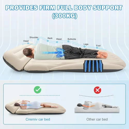 Vista 6 de Ciremiv Cama de Coche con los Accesorios para Dormir Más Completos Colchón de Coche Cómodo Duradero a Prueba de Fugas Almohada Incorporada con Bomba